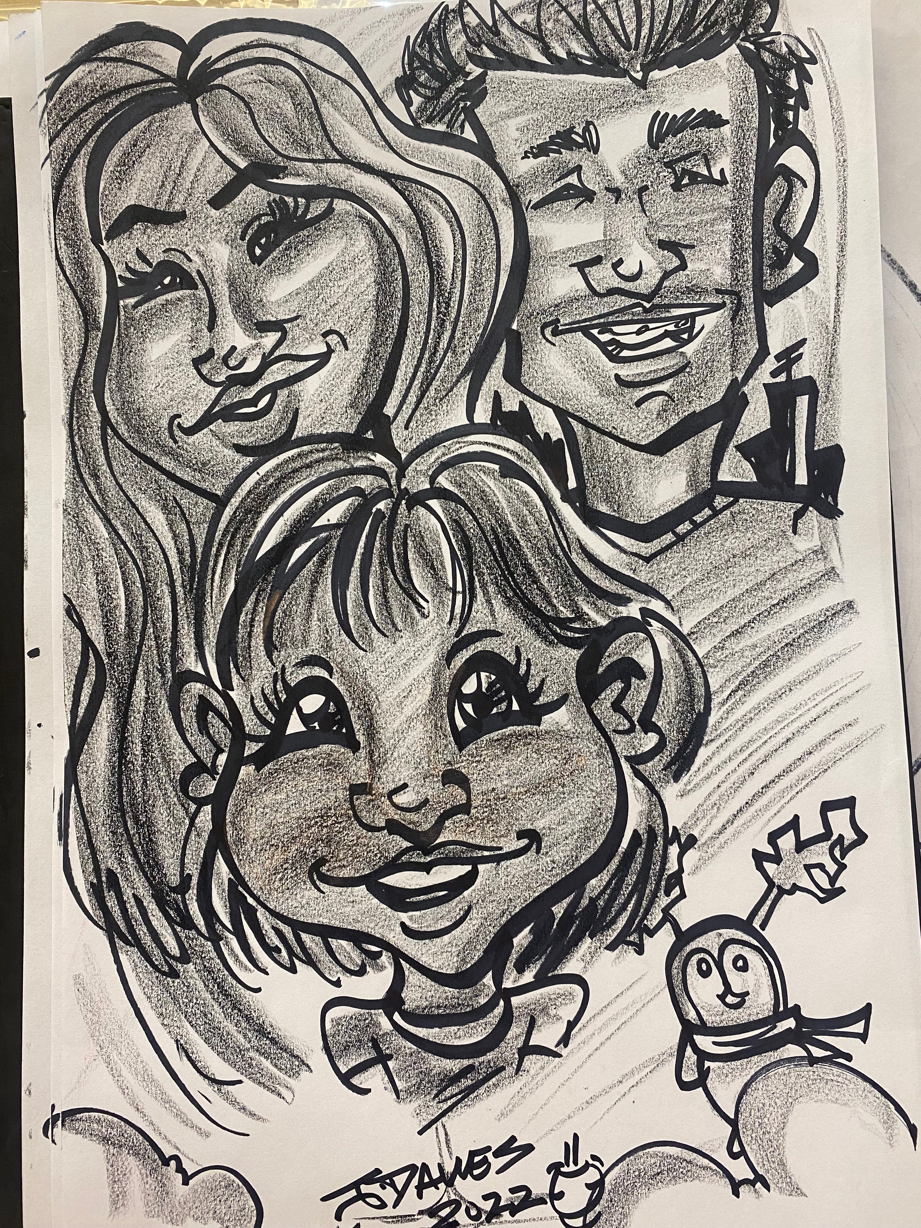 Classic Black & White Face Caricature