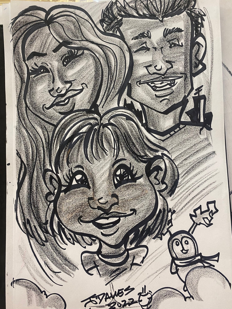 Classic Black & White Face Caricature